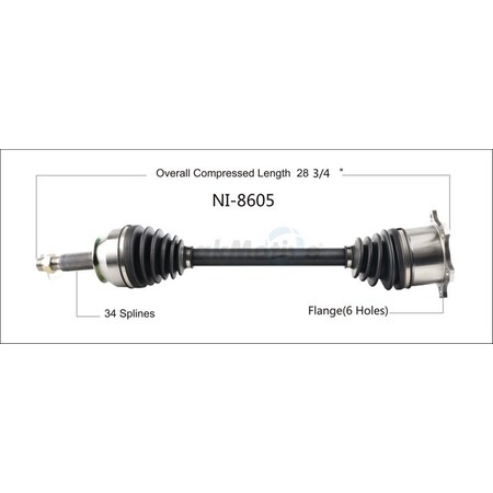 Surtrack Axle Cv Axle Shaft, Ni-8605 NI-8605